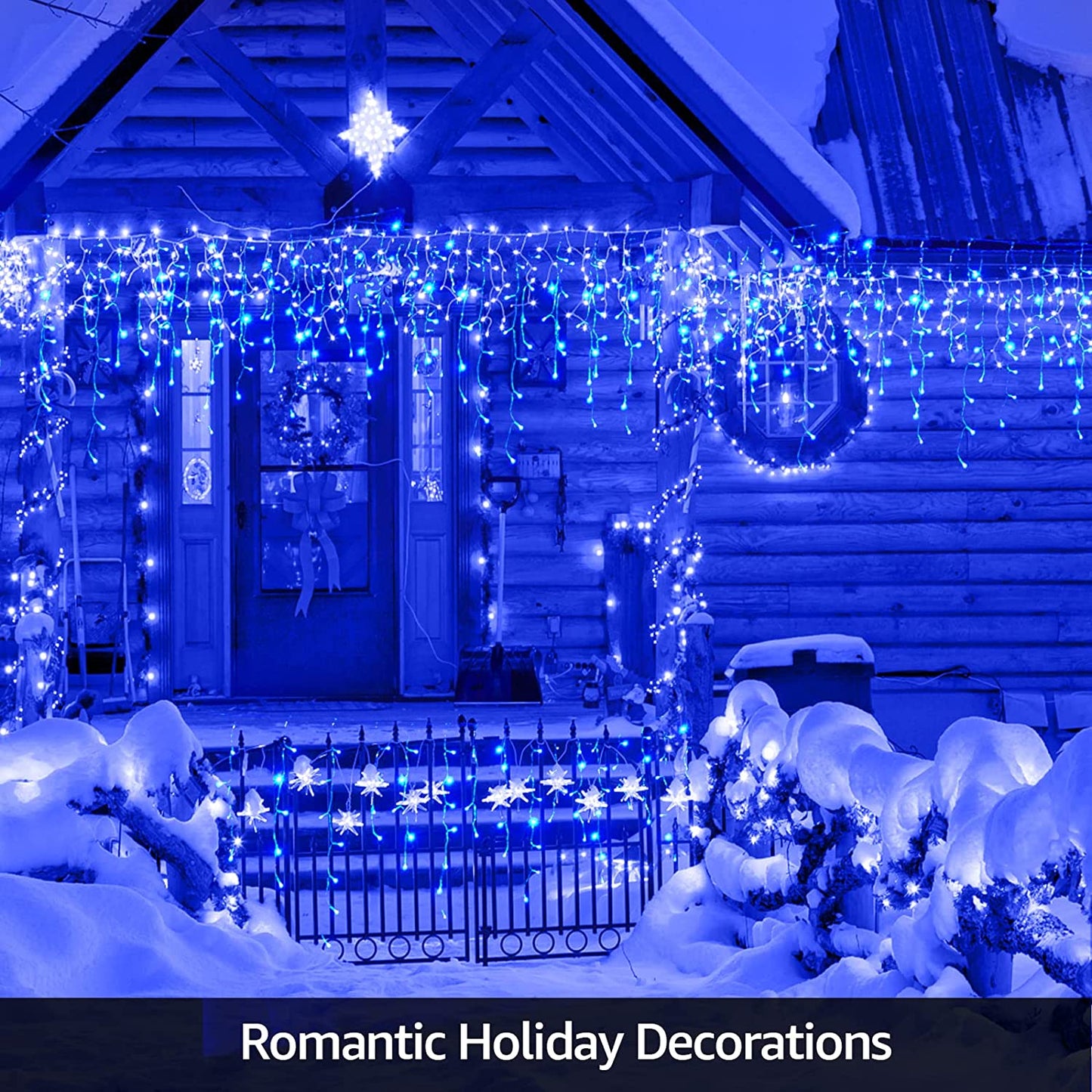 Blue Led Christmas Lights Outdoor Christmas Decorations Hanging Lights 400LED 8 Modes 75 Drops