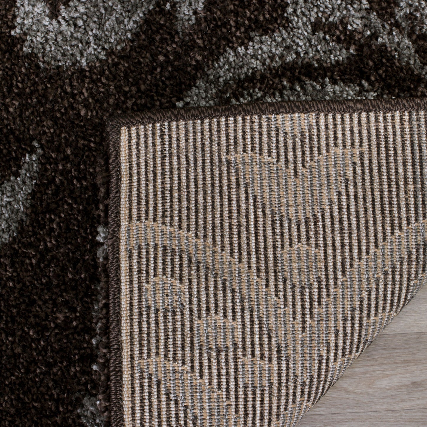 Florida Desmond Damask Plush Shag Area Rug, Dark Brown/Smoke, 3'3" x 5'3"