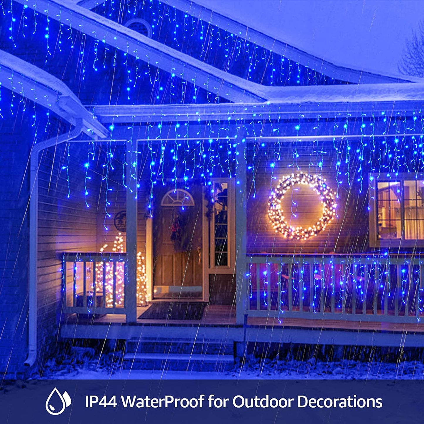 Blue Led Christmas Lights Outdoor Christmas Decorations Hanging Lights 400LED 8 Modes 75 Drops