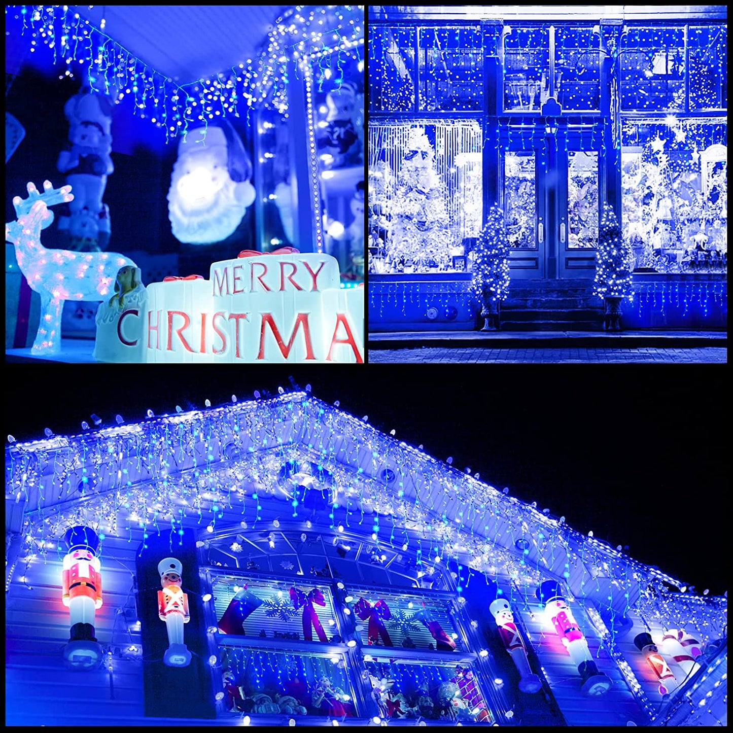 Blue Led Christmas Lights Outdoor Christmas Decorations Hanging Lights 400LED 8 Modes 75 Drops