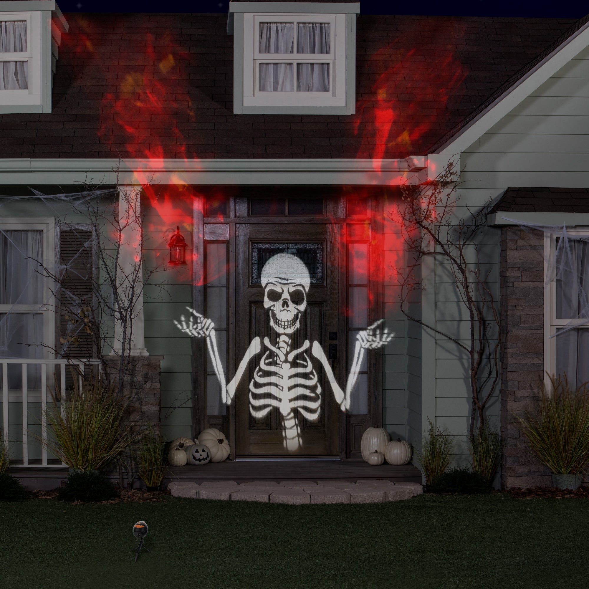 Skeleton Red LED Projector Halloween Lighting Decoration, 6.33"