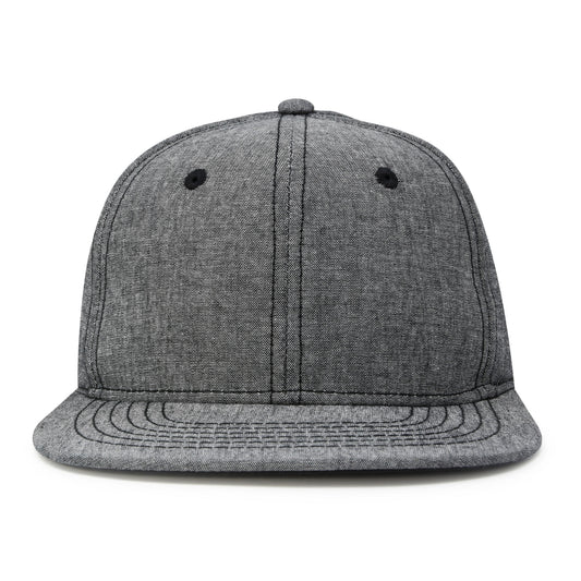 Men's Premium Flat Bill Snapback Chambray Hat 6 Panel Cap