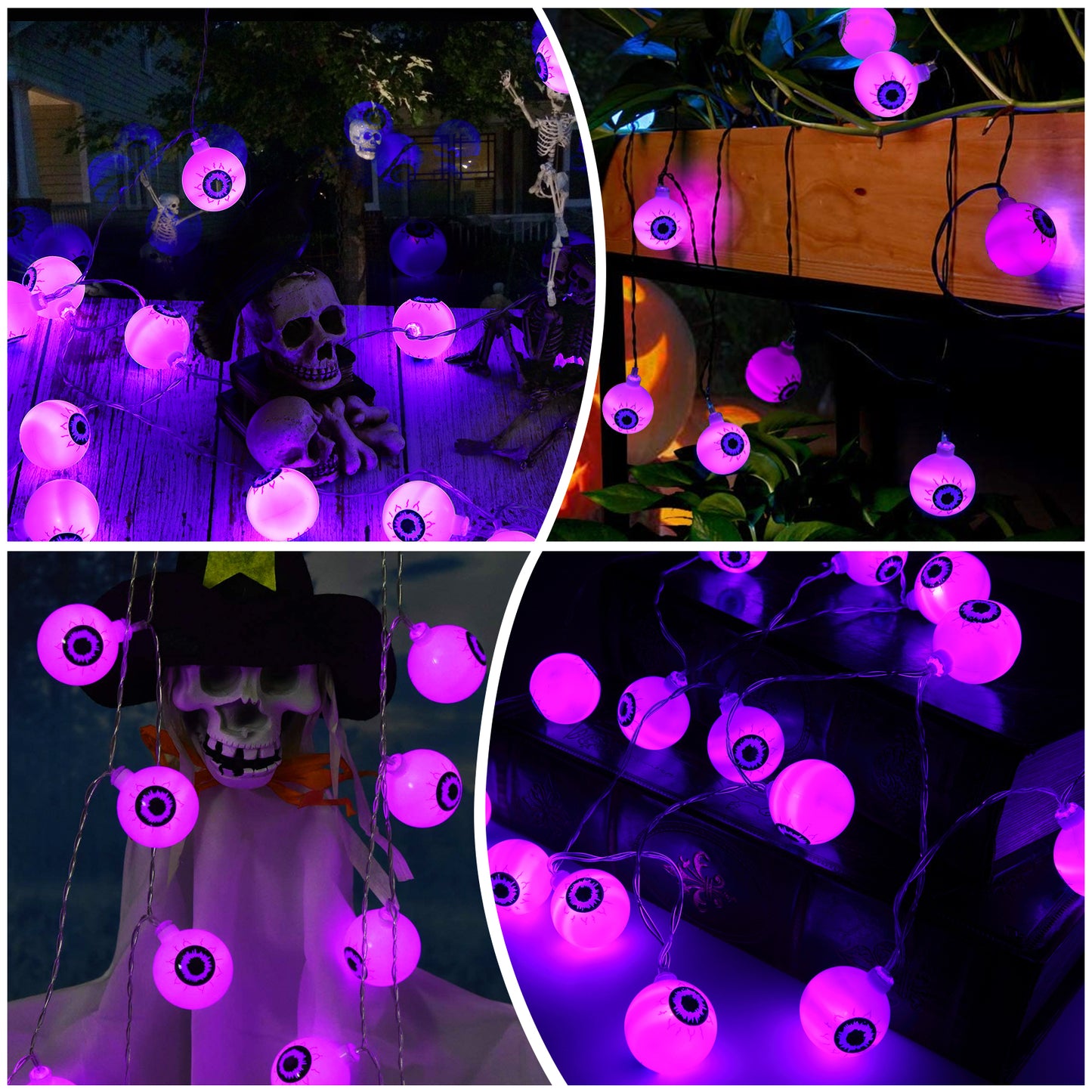 30 LED Halloween Eyeball String Lights 8 Modes w/ Remote