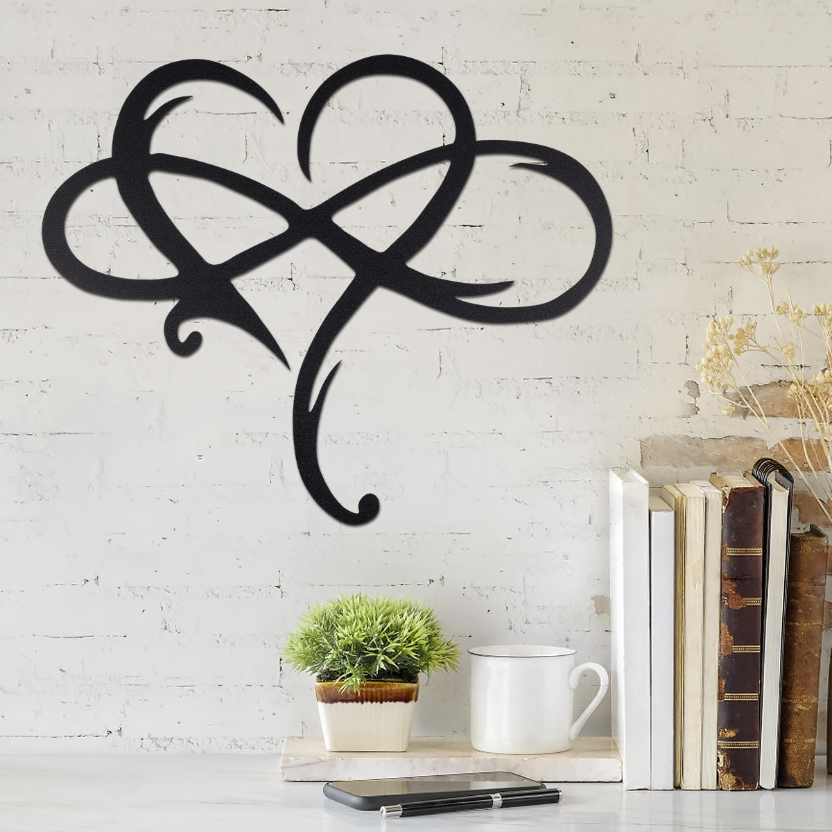 Metal Infinity Heart Hang Art Sculpture for Home Decoration