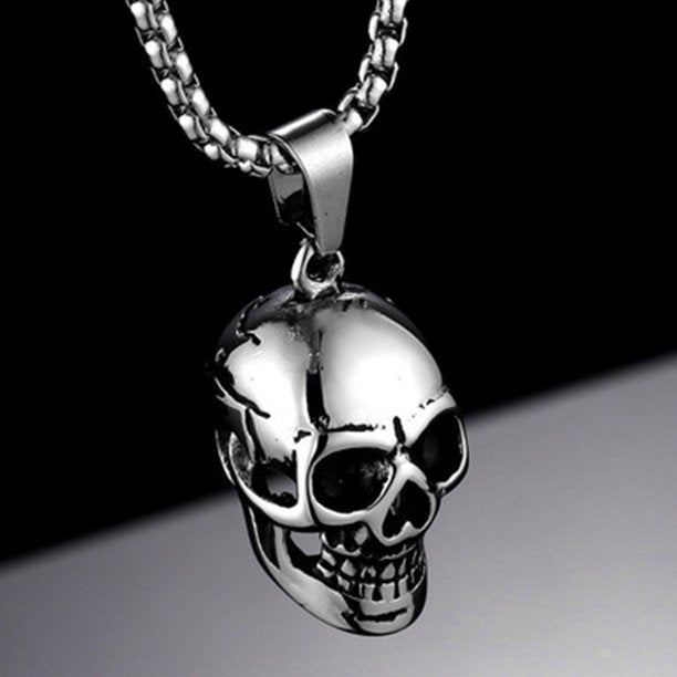 Devil Skull Punk Necklace Stainless Steel Gothic fpr Men/Women-Silver