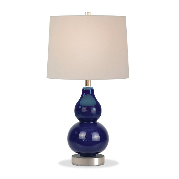 Blue Traditional Metal Petite Table Lamp with Satin Nickel Accents