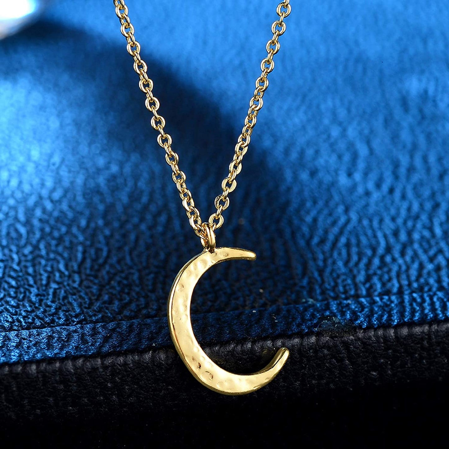 Tiny Dot Pendant Necklace, Dainty 14K Gold Plated Sterling Round, Gold Crescent