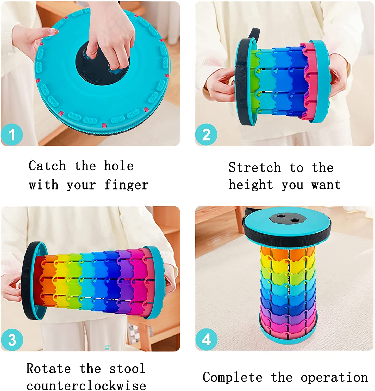 Lightweight Folding Stool Upgraded Collapsible, Retractable Stool w/ Load Capacity 400lbs