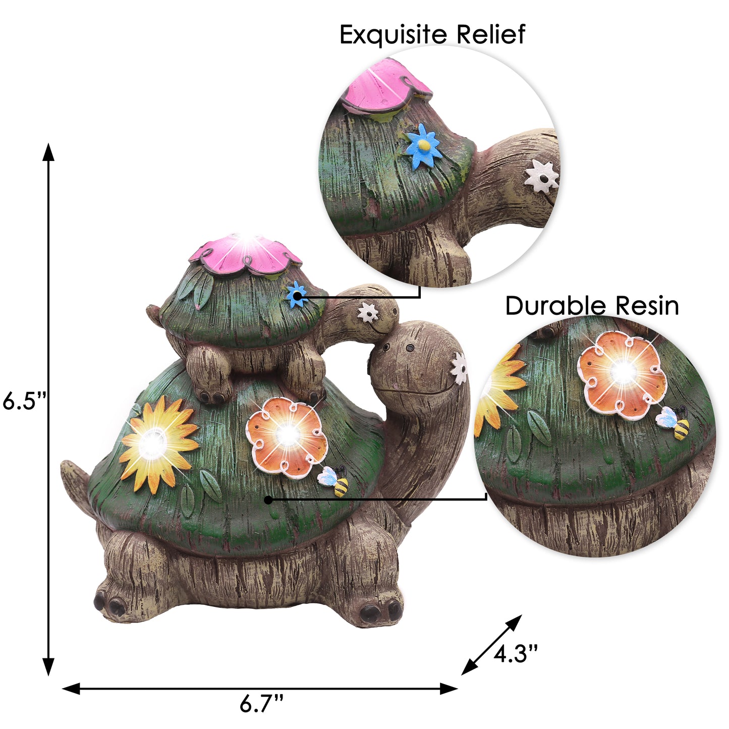 6.7'' Solar Turtle Garden Statue