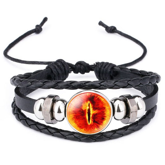 Glow In The Dark Bracelet Evil Blue Eye Glass Dome Leather Fashion punk Bracelet