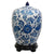 11" Floral Blue & White Porcelain Vase Jar