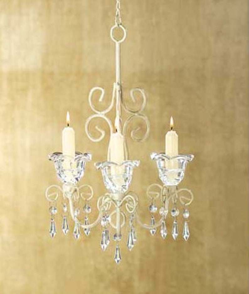 Sparkling Crystal Flowers Candelier, Shabby Chic Scrollwork Candelabra for Home Decoration