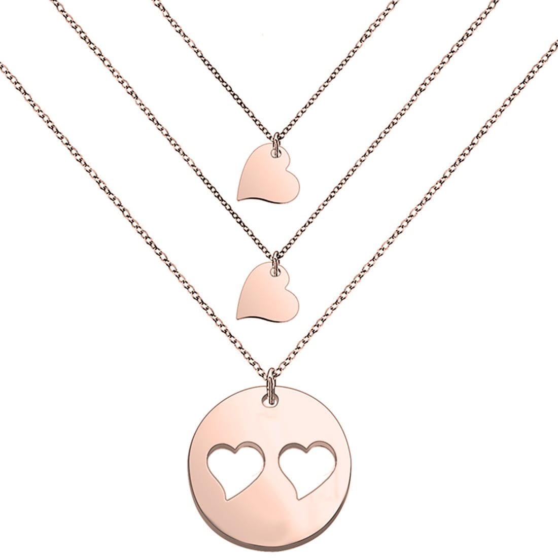 1 Mother & 2 Daughters Necklaces Set- Rose Gold