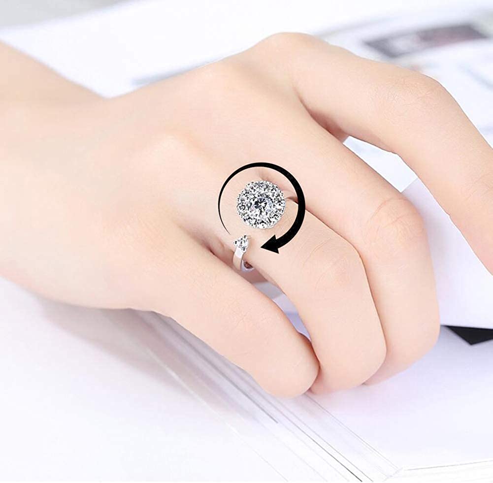 Spin Ring Women's Fidget Ring Adjustable Open Ring Discreet Calming Gift for Women