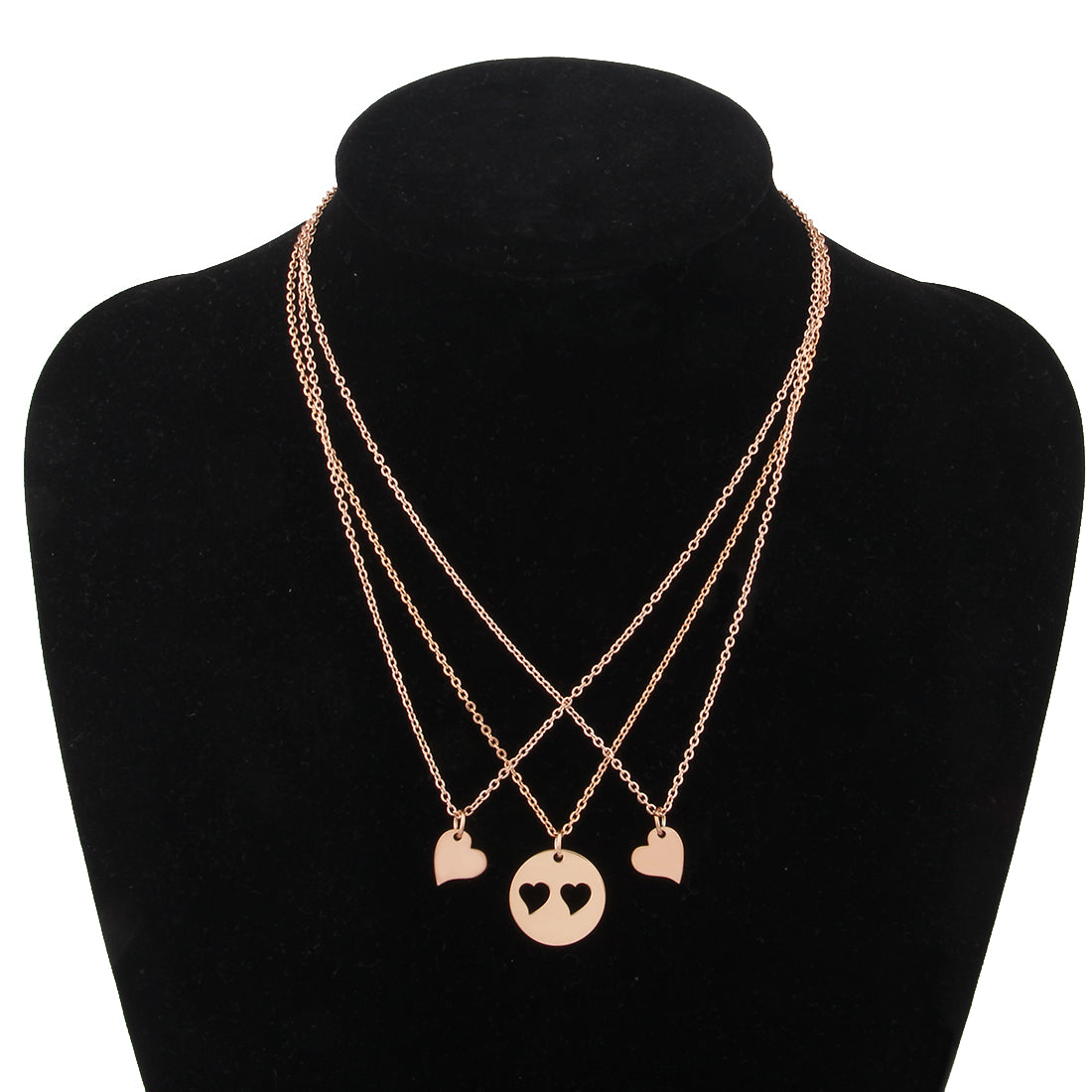 1 Mother & 2 Daughters Necklaces Set- Rose Gold