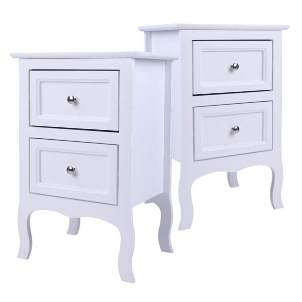 Set of 2 Night Table,Side Table Night Stand,White