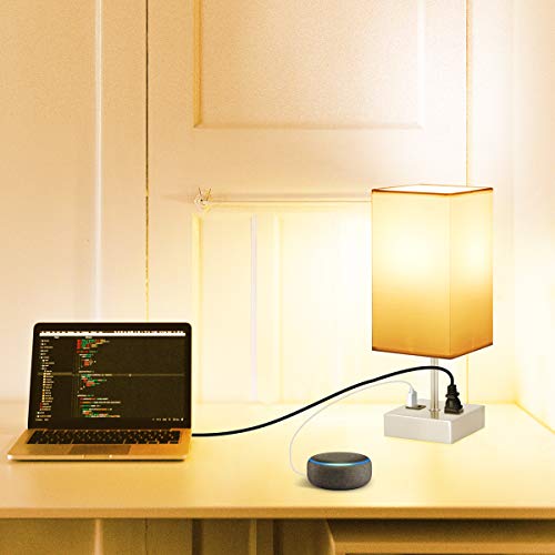 Touch Control Bedside Lamp, USB w/ 4 Bulbs,3 Way Dimmable w/ 2 USB Ports & AC Outlet