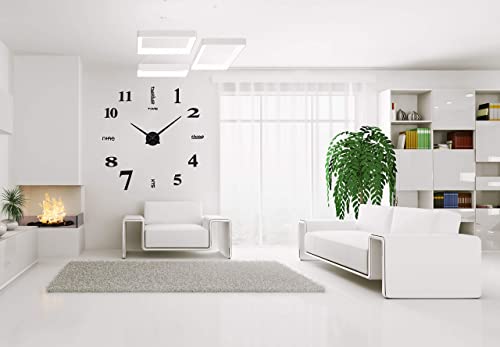 3D DIY Wall Clock Decor Sticker Mirror Frameless