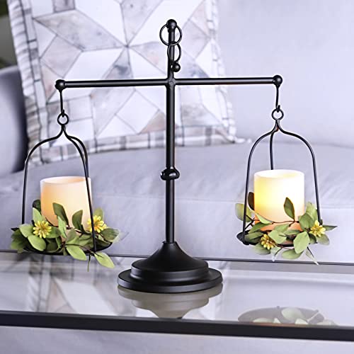 Farmhouse Scale Candleholder -Unique Centerpiece Stand w/ Vintage Style