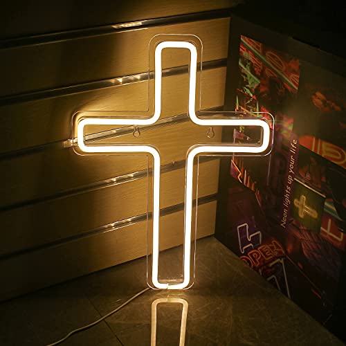 Jesus Cross Neon Signs Led Neon Wall Lights (Warm White)