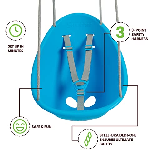 Your Child's First Swing w/ Blister Free Rope & 3-Point Safety Harness