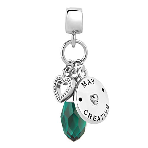 Jewelry Birthday Heart Love Simulated Birthstone Charms for Bracelets