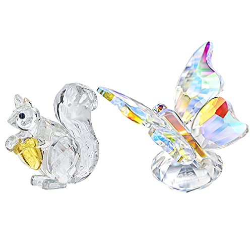 Squirrel & Butterfly Crystal  Collectible Figurine Home Decoration