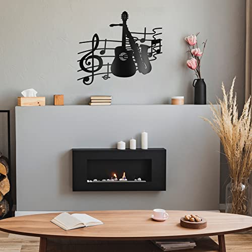 Music Metal Wall Art Decor - Guitar & Saxophone 15.75 x 14.17"