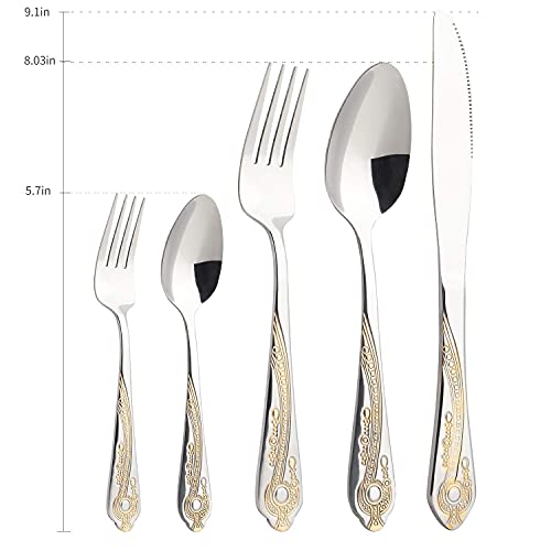 20 Piece Stainless Steel Golden Flatware Set for 4