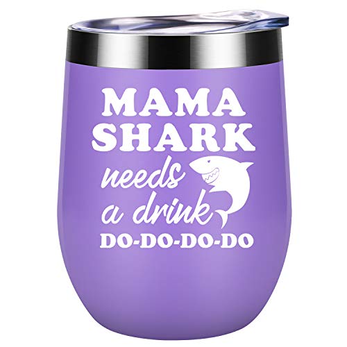 Wine Tumbler Mommy Shark Cup for Mothers Day/Birthday Gift