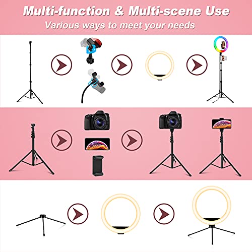 Ring Light w. Stand 72'' Tall & 3 Phone Holders38-42 Color Modes