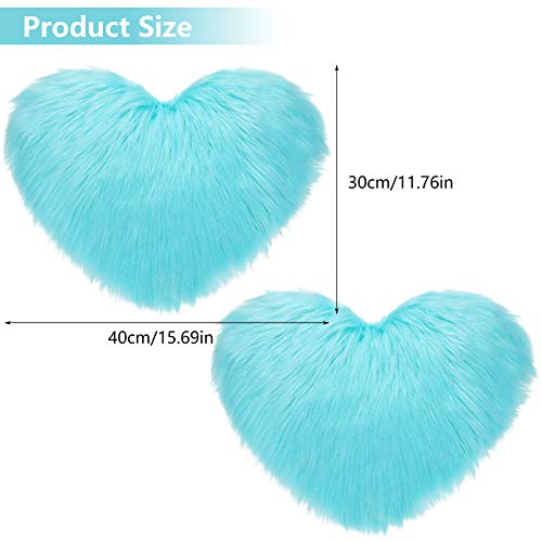 2 Pieces Fluffy Faux Sheepskin Area Rug Heart Shaped, 12 x 16 Inch