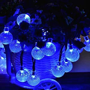 Solar String Lights 60 Led 35.6 Feet Crystal Globe  w/ 8 Lighting Modes