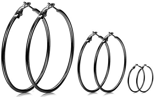 Big & Small Thin Hoop Earrings set for Women,Stainless Steel Hypoallergenic