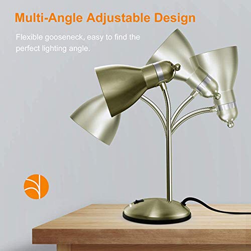 Eye Caring Metal Desk Lamp, Adjustable Goose Neck