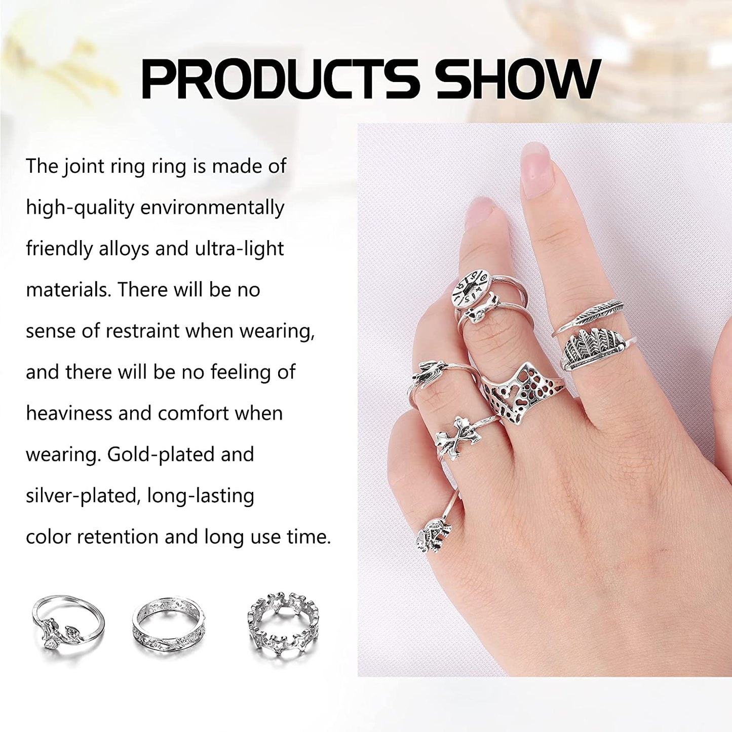 72Pcs Vintage Knuckle Joint Stackable Midi FingerRings Set