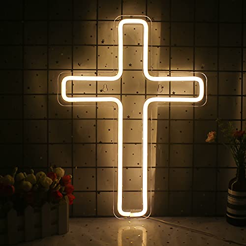 Jesus Cross Neon Signs Led Neon Wall Lights (Warm White)