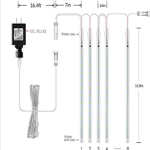 Meteor Shower Lights 12 inch 8 Tube 192 LED Icicle Christmas Lights