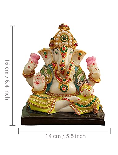 Lord Ganesha Statue Ganesh Idol for Home Décor Temple Table Decoration House Warming Gifting  (16 cm X 14 cm)