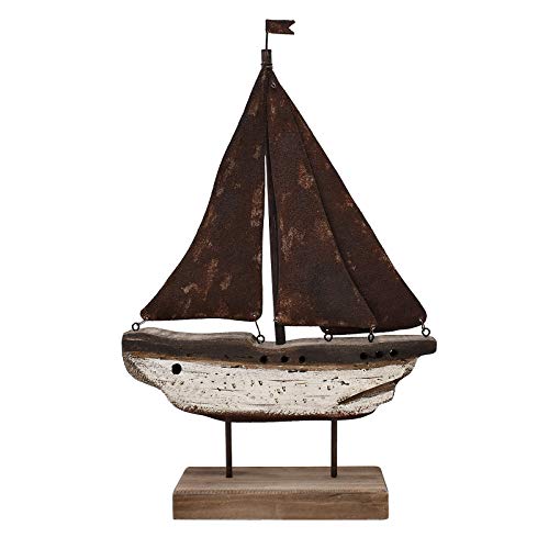 15" Wooden Sailboat Nautical Home Decoration