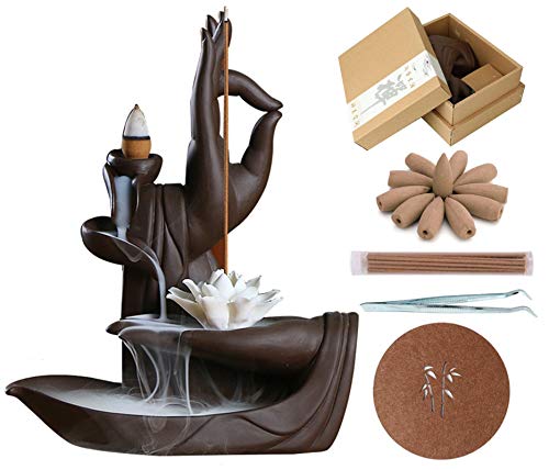 Backflow Incense Holder/Burner + 10 Backflow Incense Cones (Lotus)