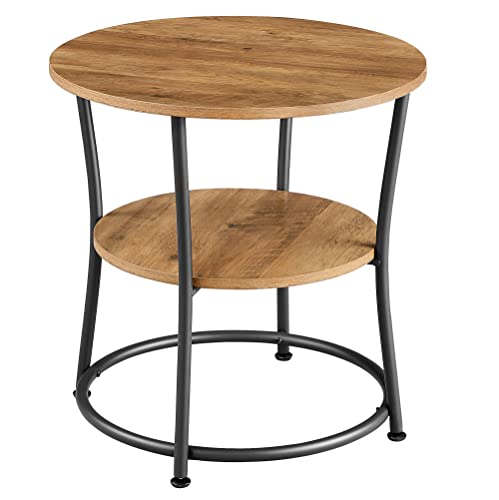 Round End Table with 2 Shelves