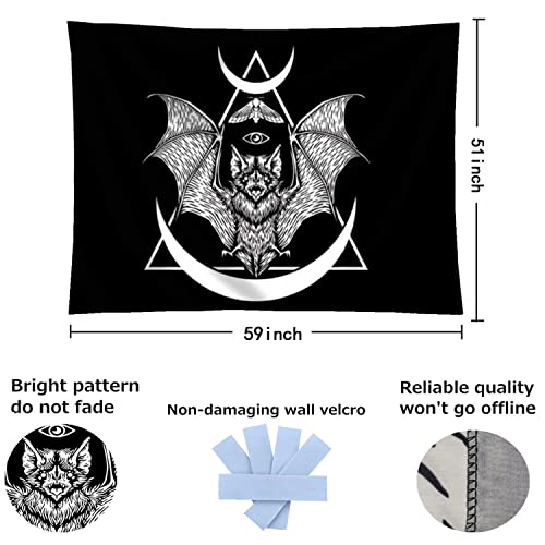 Bat Tapestry Occult Bat Tapestry Bat Wall Hanging Wall Art Black and White Bat Bedroom