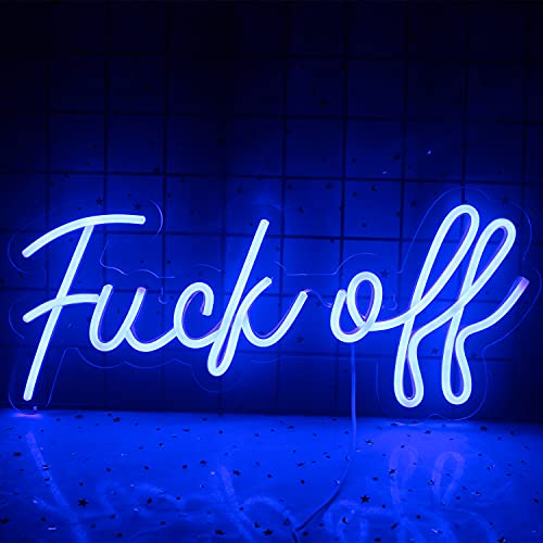 Neon Sign Fuck Off Blue Neon Lights for Wall Decoration USB/Switch Operated