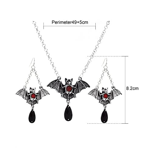 Vintage GothicNecklace Earrings Set,Halloween Crystal  Pendant Necklace Punk Style Reptile Animal