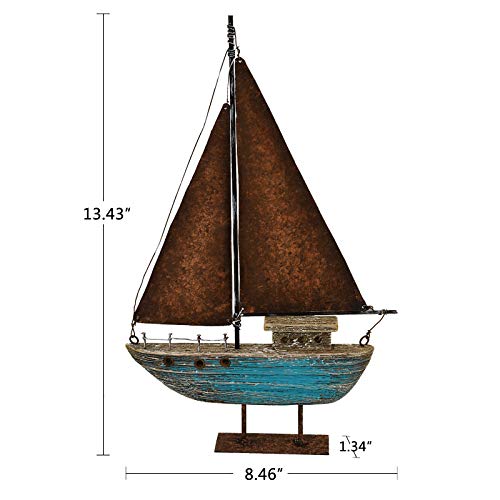 15" Wooden Sailboat Nautical Home Decoration