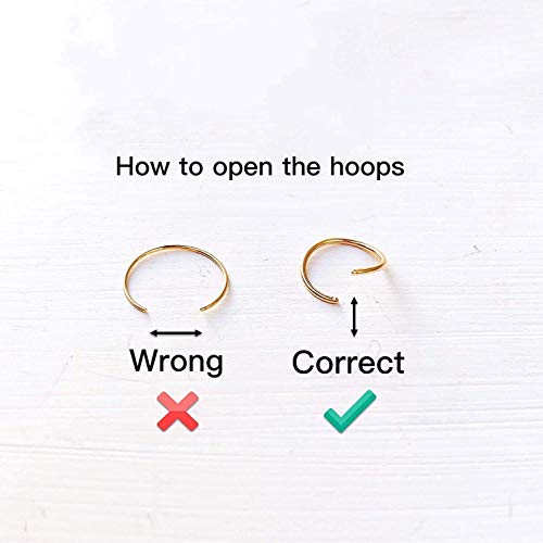 3 Pairs 14k Gold Plated Sterling Silver Small Hoop Earrings Set for Women Cartilage Nose Septum Helix Tragus Rings