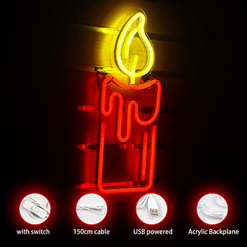 Christmas Candle Neon LED Sign Decoration