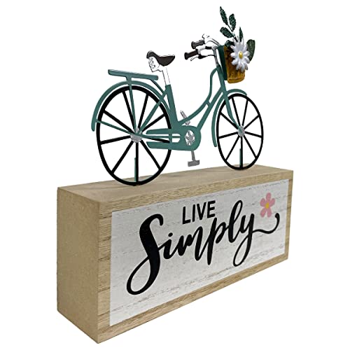 Block Bicycle Live Simply Sign Decoration for Home 10”x 5"