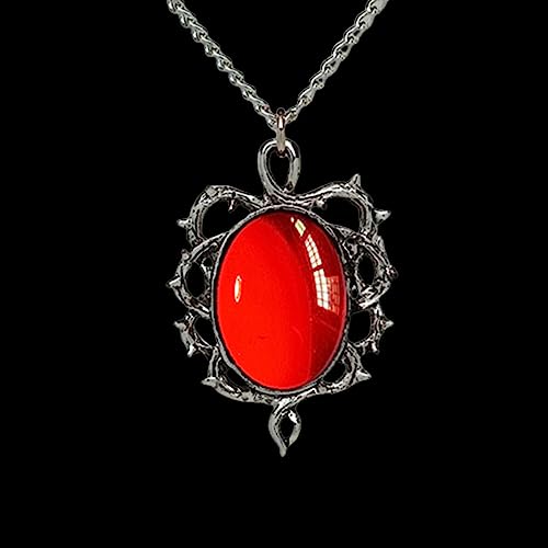 Gothic Stardust Crystal Cameo Necklace Red Purple Crystal Pendant Necklace Vintage Satan Demon